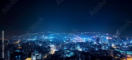 Wallpaper Mural Smart city concept, Digital Community Network Connection, and Smart Building Integration, digital city,  smart building, internet communication 5G, iot Torontodigital.ca