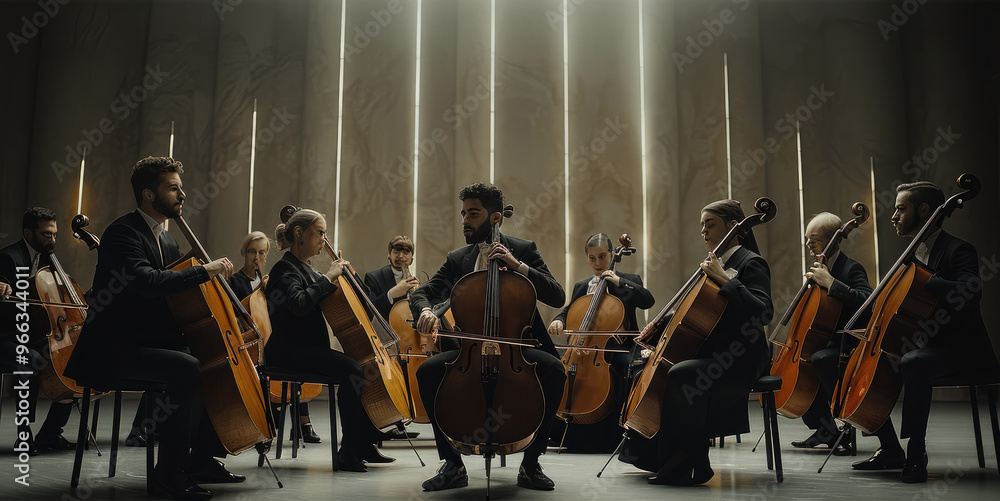 Fototapeta premium Orchestra, minimalist, aesthetics. Generative AI.