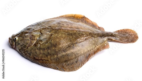 Gulf flounder - Paralichthys albigutta - is a species of saltwater flat fish that swims on its side. Their two eyes look upward when swimming. prized edible white flesh. isolated on white background