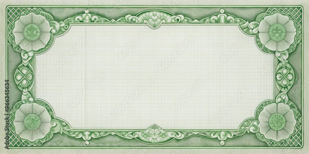 A blank, green, and white paper template resembling a United States currency note, featuring a faint grid and slight texture, waiting for customization.