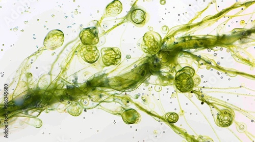 High-Resolution Cyanobacteria in Pond Ecosystem Isolated on White Background