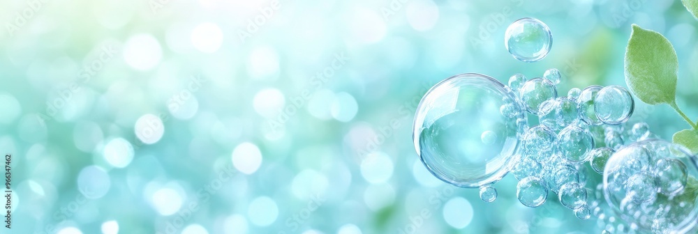 Countless bubbles floating in transparent turquoise sesa water in an abstract image. Countless bubbles floating in transparent turquoise sesa water in an abstract image.