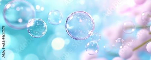 Countless bubbles floating in transparent turquoise sesa water in an abstract image.