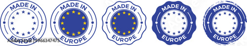 made in Europe icon, made in Eu icon, European Union product, Made in EU Badge, Made in EU emblem, isolated logo Vector symbol stickers