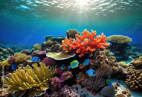 Wallpaper Mural vibrant coral reefs teeming diverse marine life colorful underwater ecosystem, ocean, fish, biodiversity, habitat, aquatic, creatures, anemones, sponges Torontodigital.ca