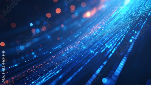 Abstract blue background data technology glowing lines 