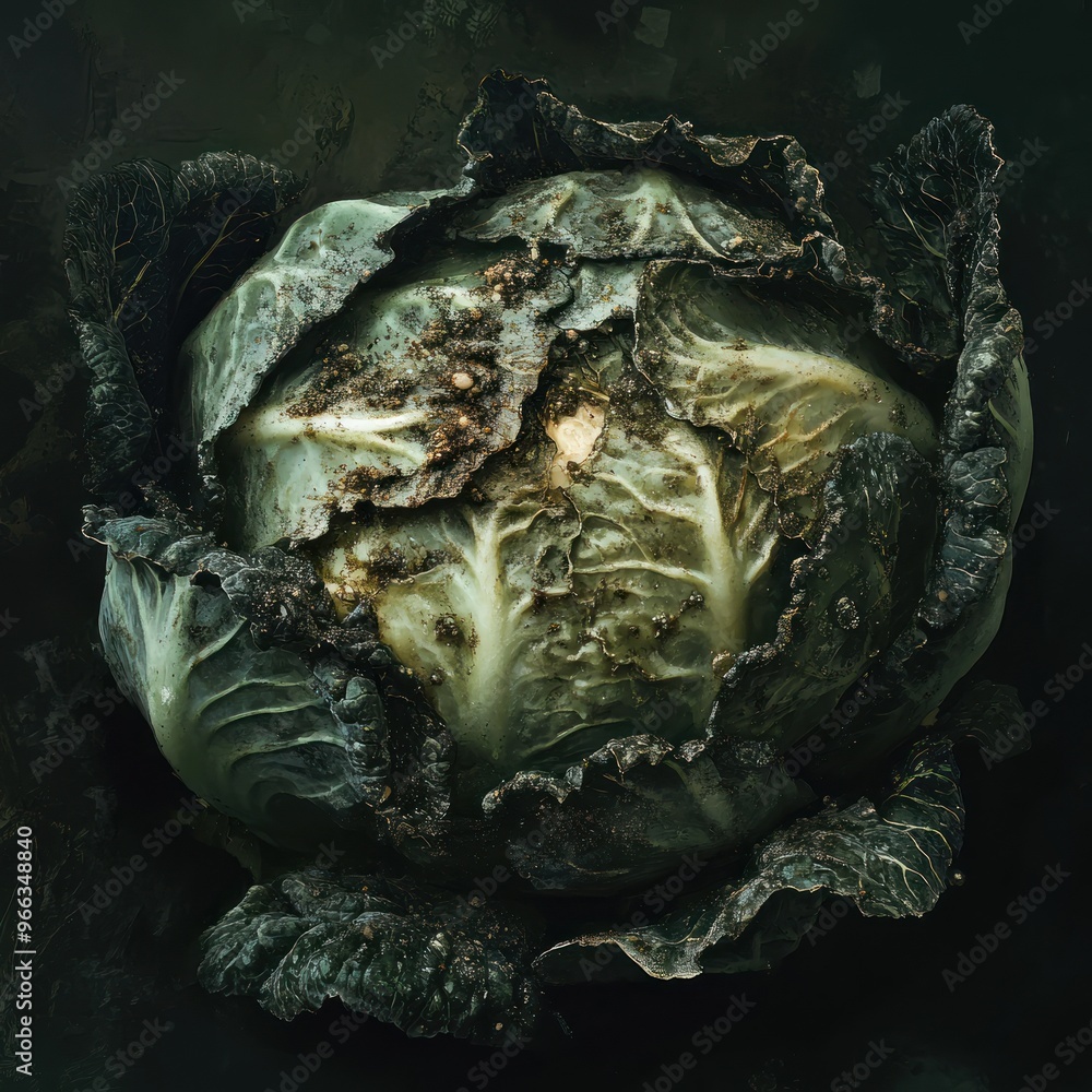 Obraz premium A Detailed Look at a Cabbage
