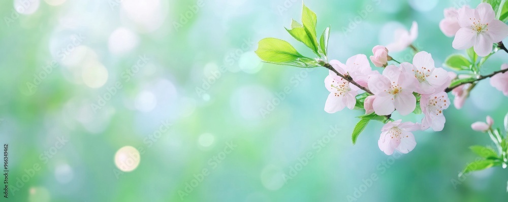 white flower tree branch on green blur bokeh background white flower tree branch on green blur bokeh background