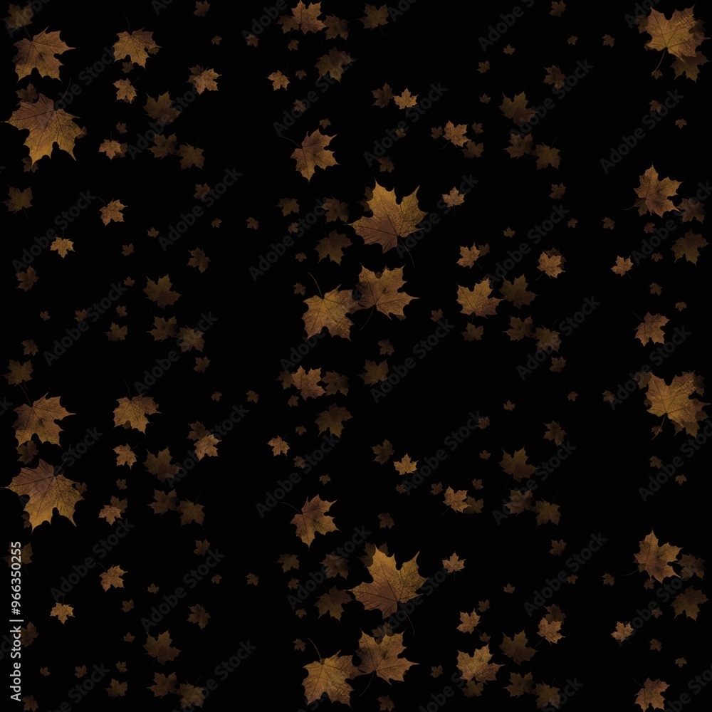 A serene autumn scene with scattered golden leaves on a dark background A serene autumn scene with scattered golden leaves on a dark background