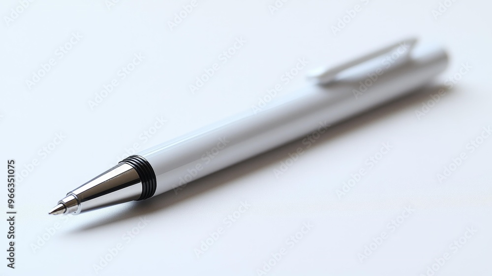 Sleek Silver Pen on White Surface Generative AI Sleek Silver Pen on White Surface Generative AI
