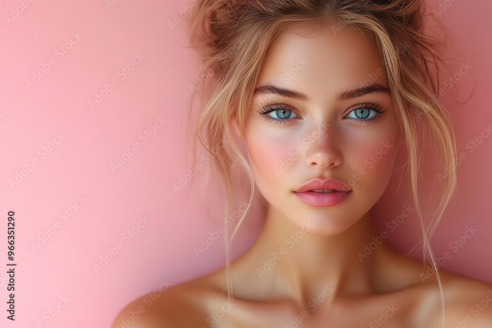 elegant woman posing confidently in a pastelcolored studio soft diffused lighting enhances her features creating a dreamy and feminine atmosphere elegant woman posing confidently in a pastelcolored studio soft diffused lighting enhances her features creating a dreamy and feminine atmosphere