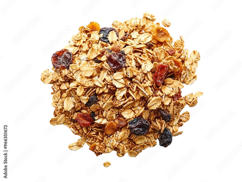 a pile of oatmeal with raisins and nuts a pile of oatmeal with raisins and nuts