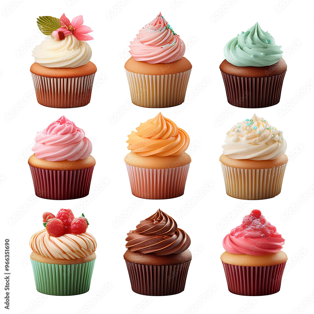 cute cupcake set, transparent background cute cupcake set, transparent background