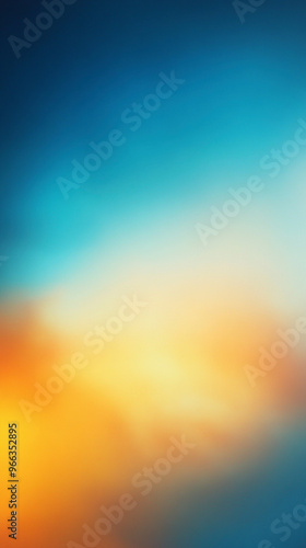 Abstract blurry background with a gradient of blue and yellow