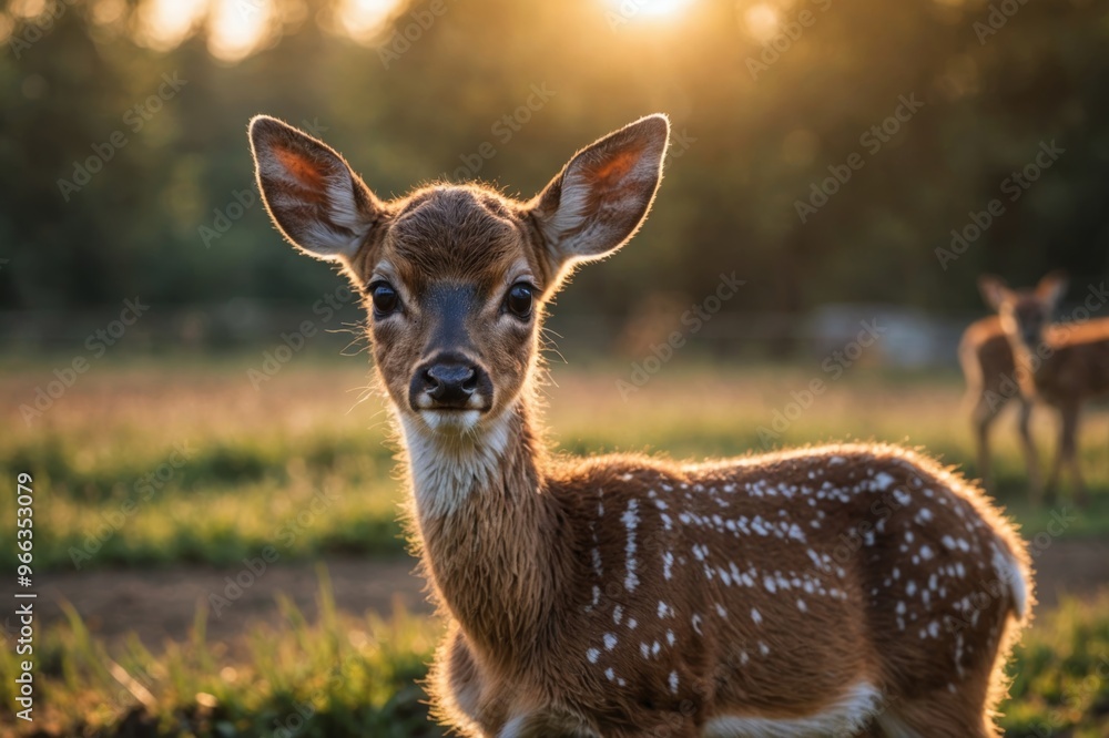 baby deer portrait out in a farm baby deer portrait out in a farm