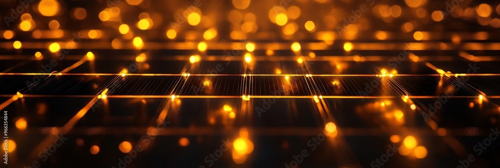 A captivating abstract image showcasing a geometric grid in three dimensions, illuminated with golden bokeh lights. This visual represents concepts like connectivity, data flow, and modern technology. A captivating abstract image showcasing a geometric grid in three dimensions, illuminated with golden bokeh lights. This visual represents concepts like connectivity, data flow, and modern technology.