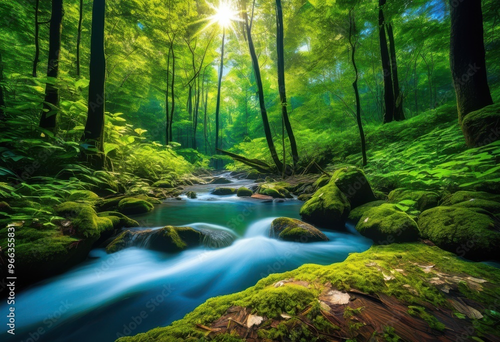 Obraz premium vibrant natural spaces highlighting lush vegetation diverse wildlife flourishing ecosystem, flora, fauna, biodiversity, greenery, habitat, landscape, nature