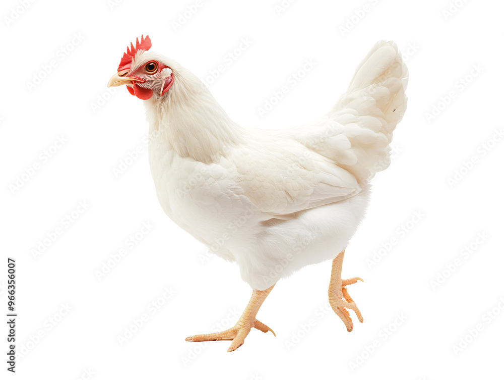 Fototapeta premium a white chicken walking