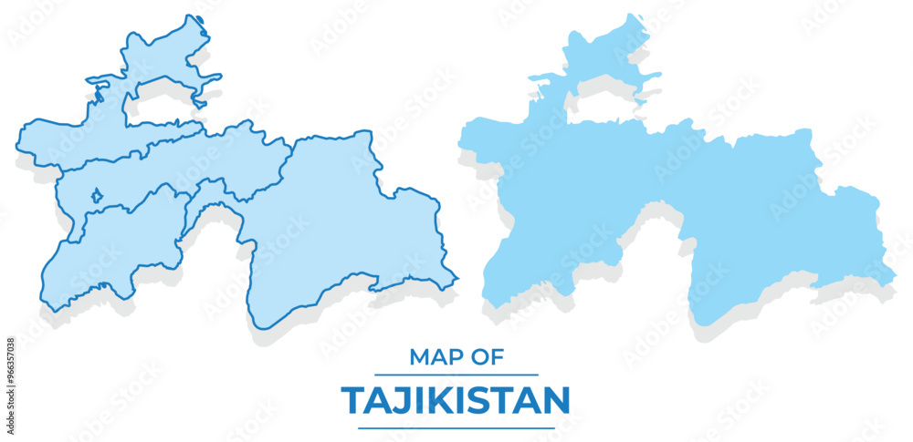 Vector Tajikistan map set simple flat and outline style illustration Vector Tajikistan map set simple flat and outline style illustration