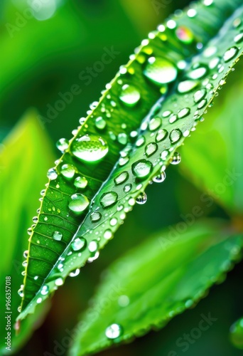 vibrant water droplets adorning fresh green leaves covered showcasing beauty refreshing essence, nature, freshness, dew, sunlight, organic, plant, botanical