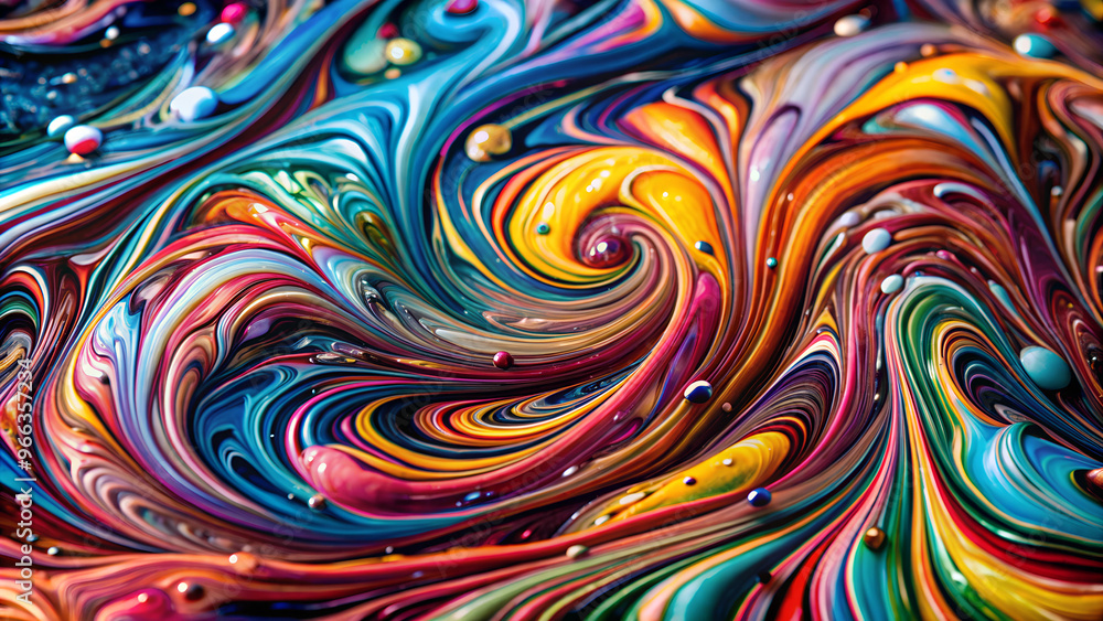 Vibrant abstract composition of swirling colors in fluid art style with vivid hues of blue, red, orange, yellow, and green Vibrant abstract composition of swirling colors in fluid art style with vivid hues of blue, red, orange, yellow, and green