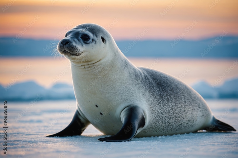 Fototapeta premium baby baikal seal on lake ice