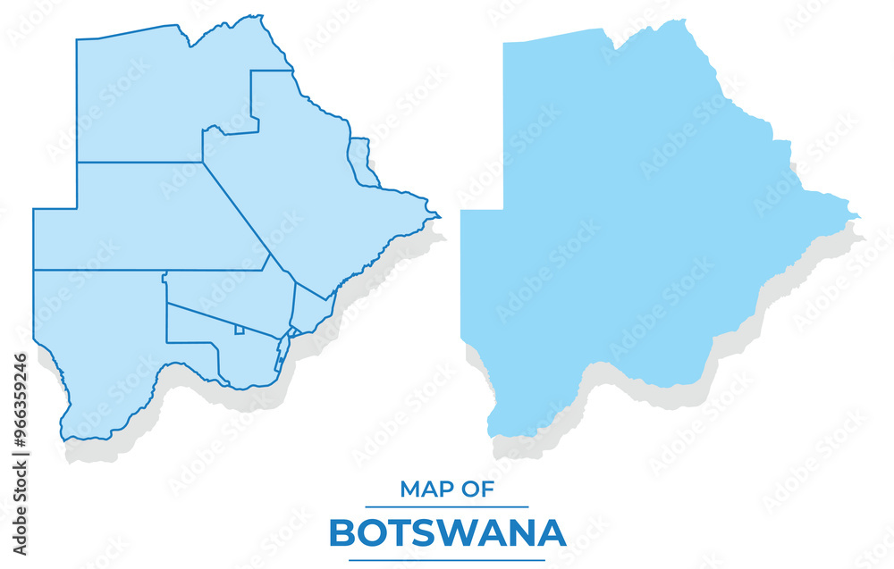 Vector Botswana map set simple flat and outline style illustration Vector Botswana map set simple flat and outline style illustration