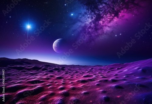 breathtaking celestial landscape featuring vibrant lunar details striking textures colors night sky, astronomy, moon, stars, illumination, space, cosmos photo