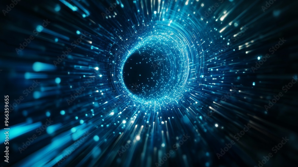 A mesmerizing blue light tunnel symbolizing space travel, interstellar travel, portal, journey to the unknown, and future technology. A mesmerizing blue light tunnel symbolizing space travel, interstellar travel, portal, journey to the unknown, and future technology.