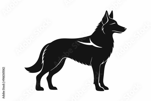 German Shepherd Dog Silhouette Vector, German Shepherd dog in different poses isolated on white background.