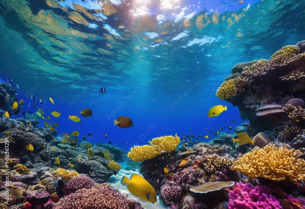 Fototapeta premium explore vibrant beauty underwater coral reefs filled colorful marine life stunning natural features, adventure, aquatic, blue, biology, bleaching, conservation