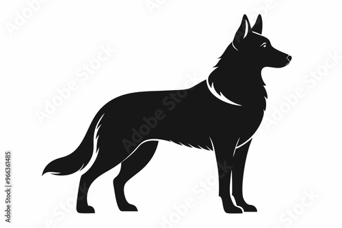 German Shepherd Dog Silhouette Vector, German Shepherd dog in different poses isolated on white background.