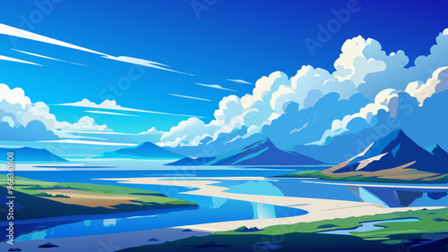 clear blue sky with white clouds Background