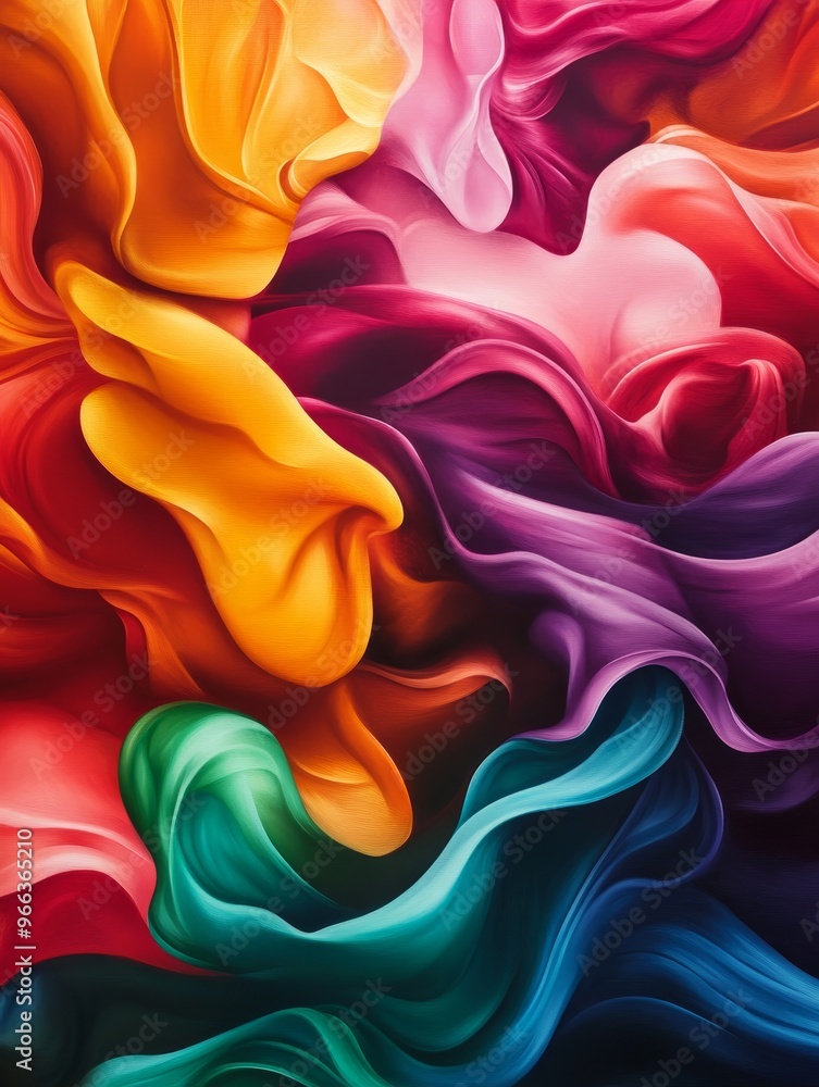 Obraz premium An abstract image showcasing a mesmerizing blend of swirling colors, flowing and blending together in a dynamic composition. The vibrant hues evoke a sense of energy, movement, and fluidity, represent