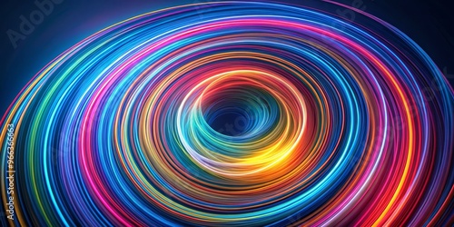 Neon Rainbow Swirls A Digital Abstract of Circular Light, abstract art, digital art, neon light