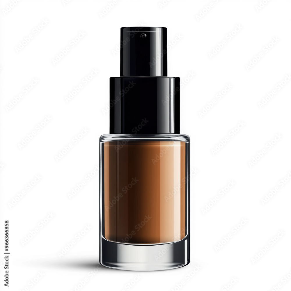 Isolated PNG of a cosmetic foundation bottle with a pump dispenser, ready for use in beauty and skincare product promotions, packaging designs, or e-commerce displays Isolated PNG of a cosmetic foundation bottle with a pump dispenser, ready for use in beauty and skincare product promotions, packaging designs, or e-commerce displays