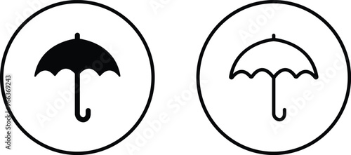 Umbrella, Insurance Line Icon set. Editable Stroke flat black vector collection isolated on transparent background. Pixel Perfect. Protection parasol symbol. For Mobile and Web. Insurance Act Solid