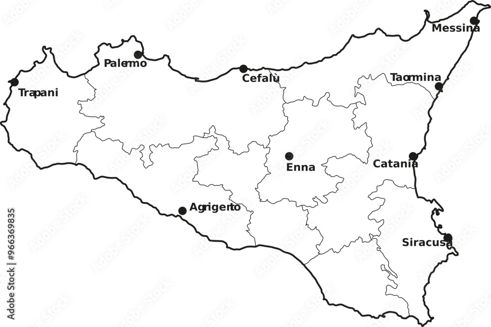 Map of Sicily with cities Map of Sicily with cities