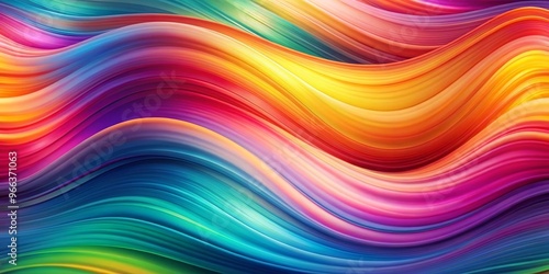 Vibrant Abstract Rainbow Waves - Digital Art, 3D Rendering, Gradient, abstract art, design, background, texture