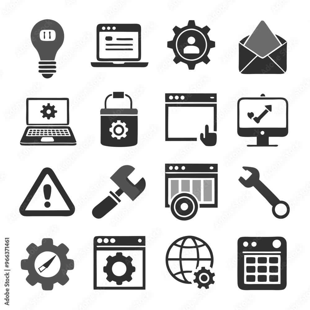 Fototapeta premium Vector set of repair flat icons. Contains icons device repair, technical support, engineer, tool kit, home repair, maintenance, list works and more. Pixel perfect