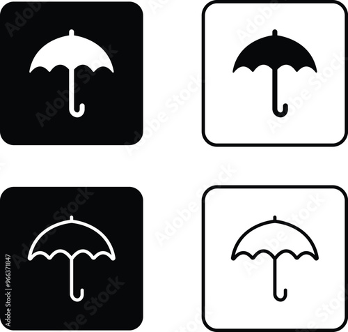 Umbrella, Insurance Line Icon set. Editable Stroke flat black vector collection isolated on transparent background. Pixel Perfect. Protection parasol symbol. For Mobile and Web. Insurance Act Solid