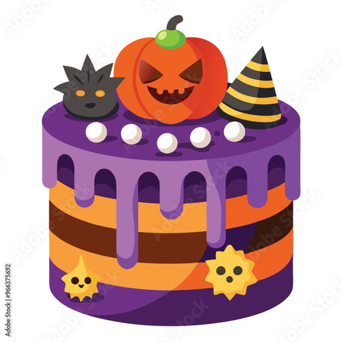 halloween cake vector illustration on white background