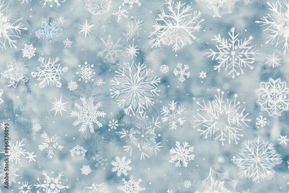 Frosty winter snowflakes seamless pattern for holiday design. AI Frosty winter snowflakes seamless pattern for holiday design. AI