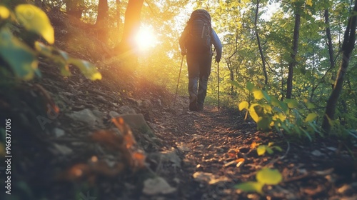 Person at the start of a hiking trail, ready to explore new terrain
