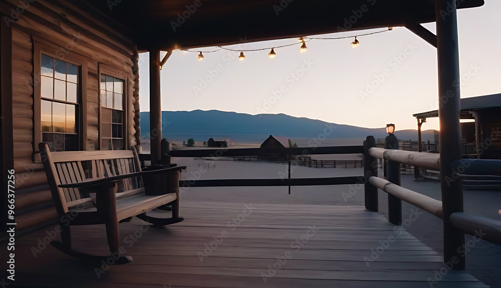 rustic western town dusk empty boardwalks wooden porches tranquil atmosphere showcasing historic charm quiet solitude vintage frontier village rustic western town dusk empty boardwalks wooden porches tranquil atmosphere showcasing historic charm quiet solitude vintage frontier village