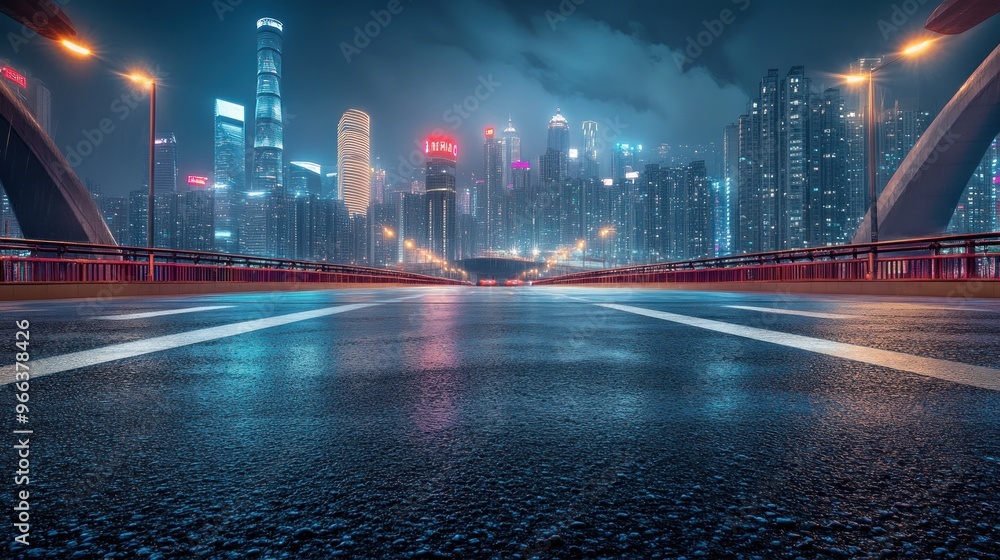Night Cityscape - Highway Through the City