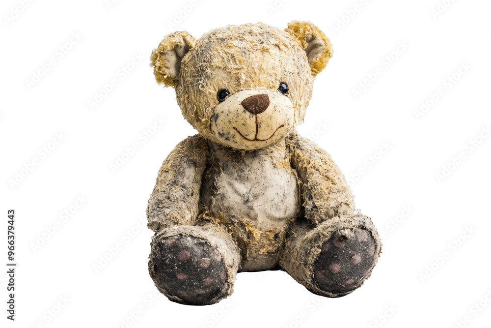 Obraz premium A charming vintage teddy bear showing signs of wear and tear, evoking a sense of nostalgia and timeless companionship with its enduringly adorable look.