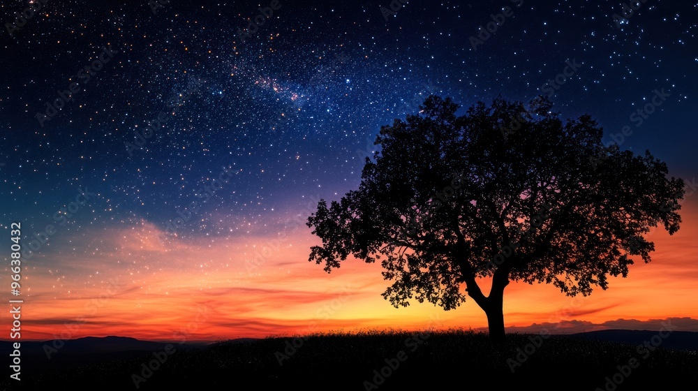 Starry Sky with Silhouetted Tree Starry Sky with Silhouetted Tree