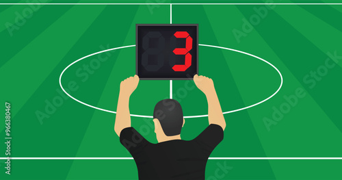 Referee hold panel with stoppage time. vector
