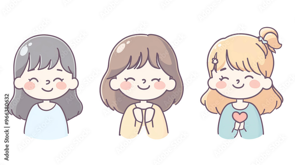 A cute, cartoon-style illustration Girl in Pastel Colors and Minimalistic Flat Vector Style A cute, cartoon-style illustration Girl in Pastel Colors and Minimalistic Flat Vector Style